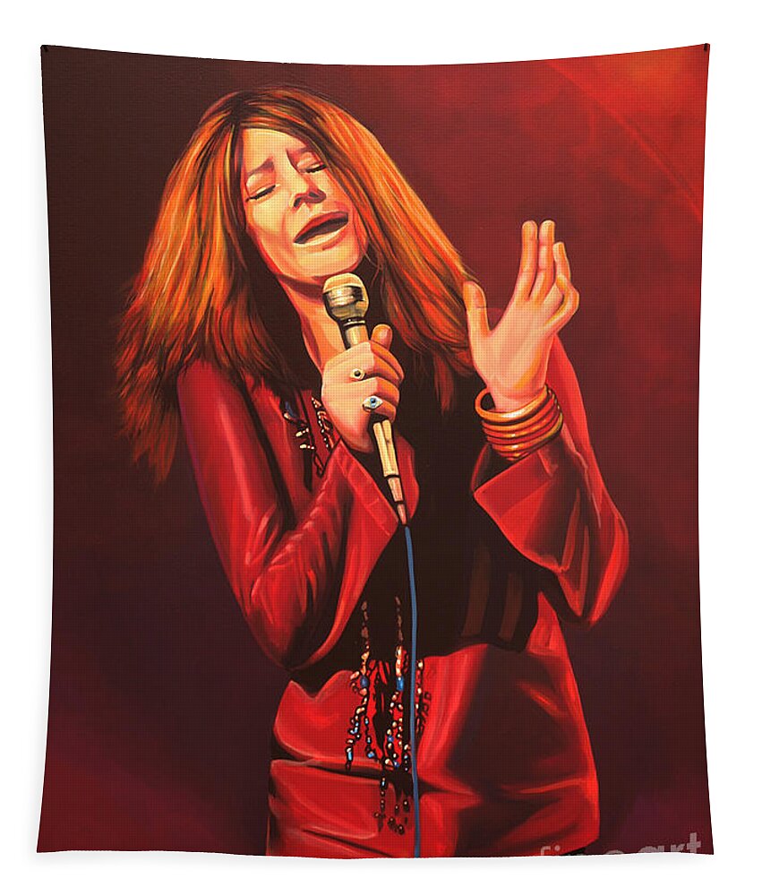 Janis Joplin Tapestry featuring the painting Janis Joplin Painting by Paul Meijering