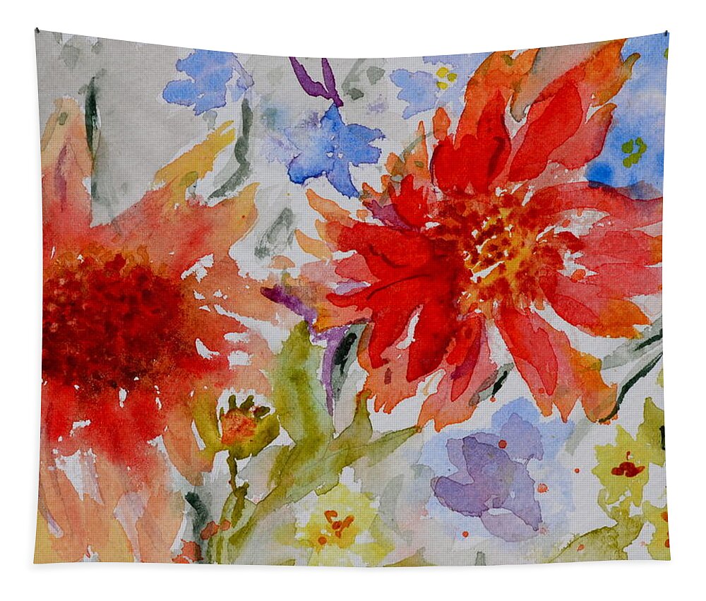 Flowers Tapestry featuring the painting Jann's Gaillardia by Beverley Harper Tinsley