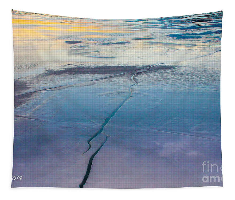 Water Tapestry featuring the photograph January Sunset on a Frozen Lake by Nina Silver
