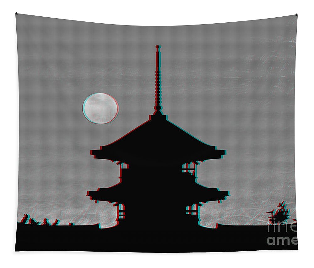 Japanese Landscape In 3d Tapestry featuring the digital art Japanese Landscape in 3D by Celestial Images