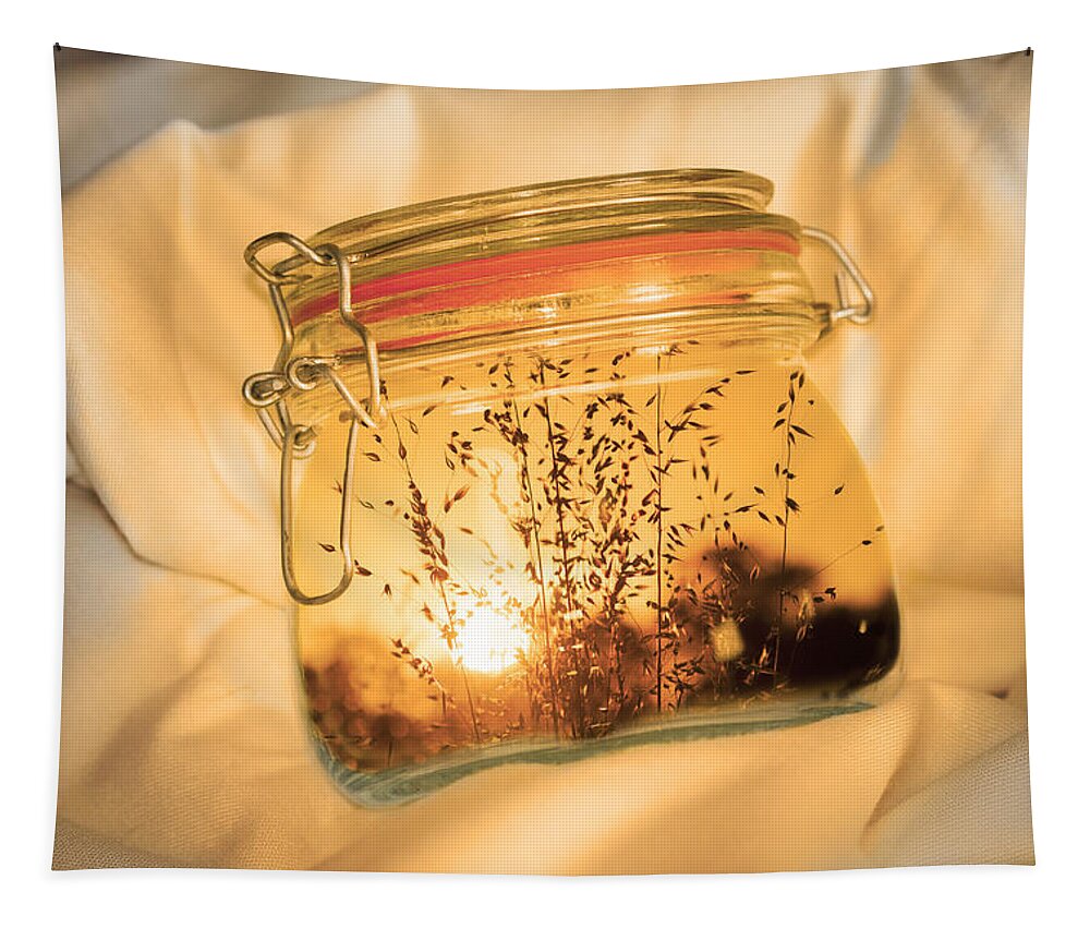 Jar Tapestry featuring the digital art Jar Full of Sunshine by Linda Lees