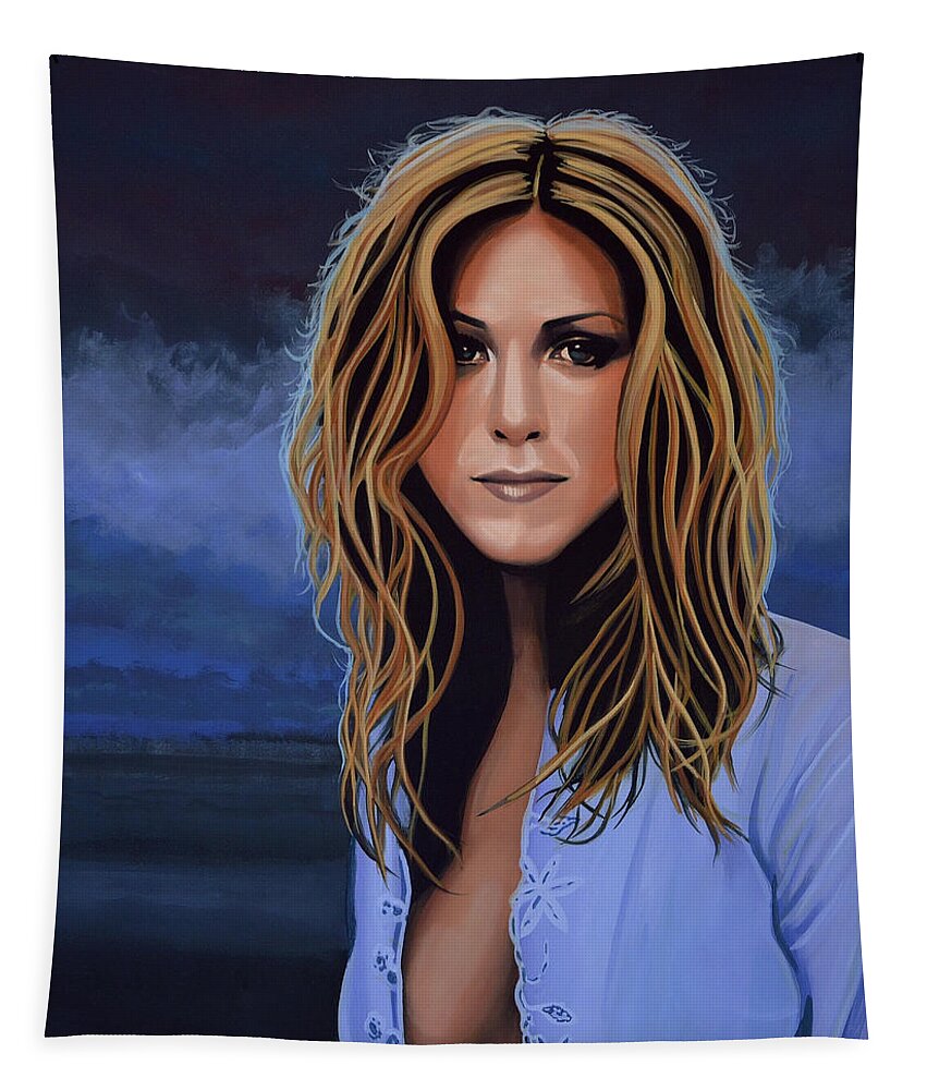 Jennifer Aniston Tapestry featuring the painting Jennifer Aniston Painting by Paul Meijering
