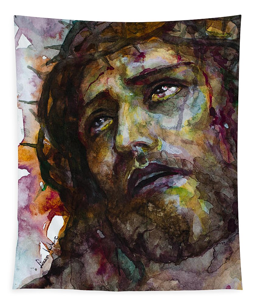 Jesus Tapestry featuring the painting Jesus Christ by Laur Iduc