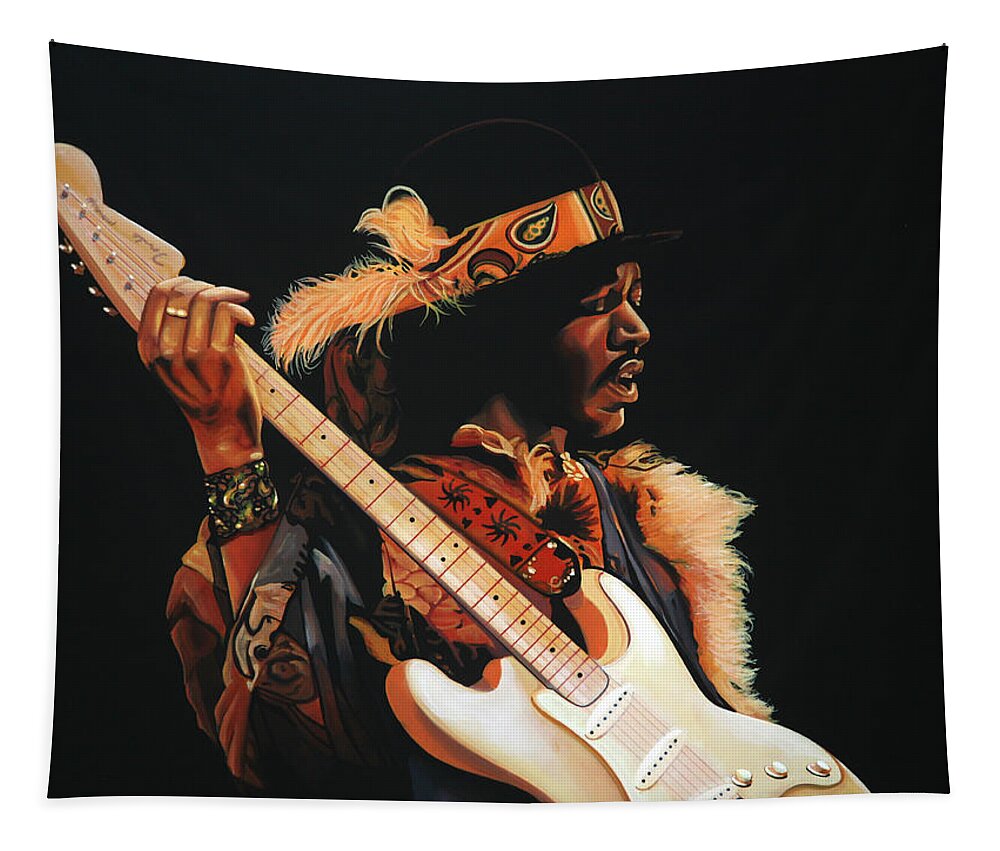 Jimi Hendrix Tapestry featuring the painting Jimi Hendrix 3 by Paul Meijering