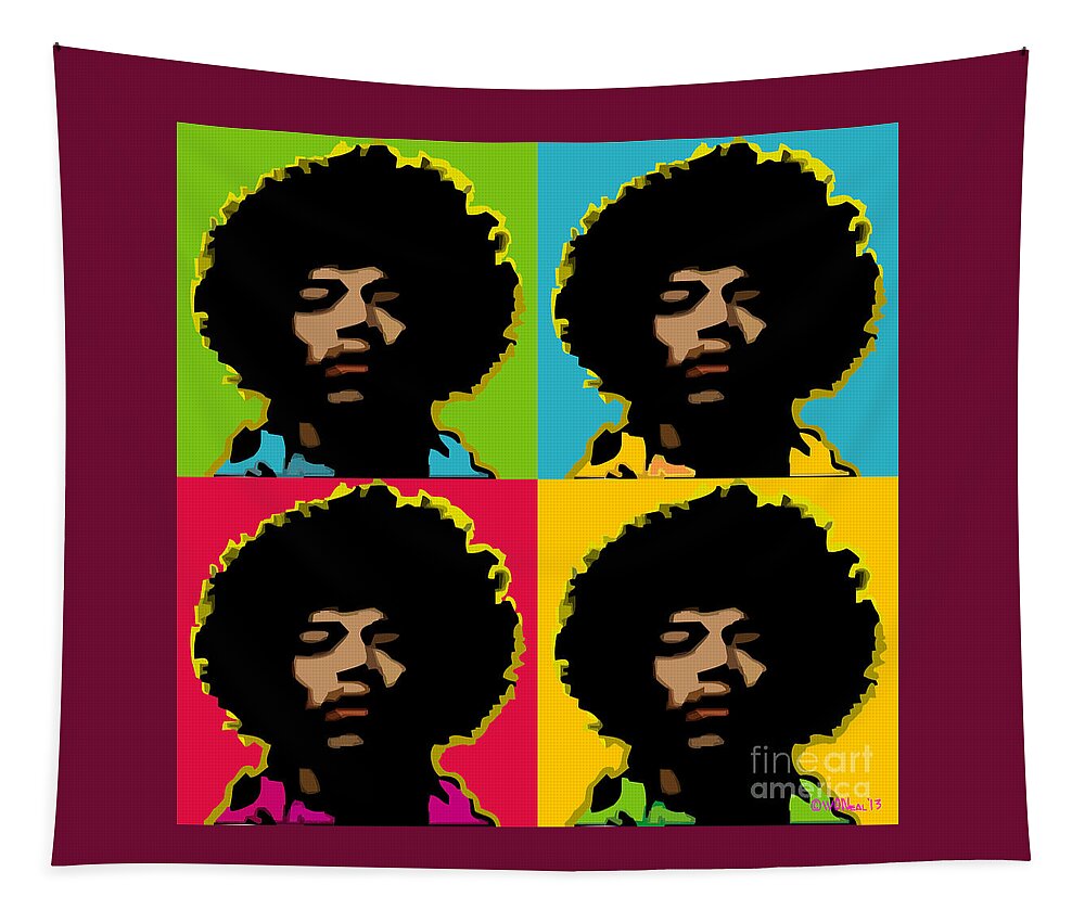 Portraits Tapestry featuring the digital art Jimi Hendrix 4-Up by Walter Neal