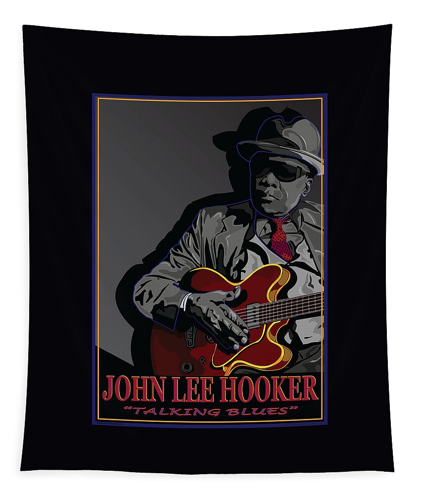 John Lee Hooker Tapestry featuring the digital art John Lee Hooker American Blues Musician by Larry Butterworth