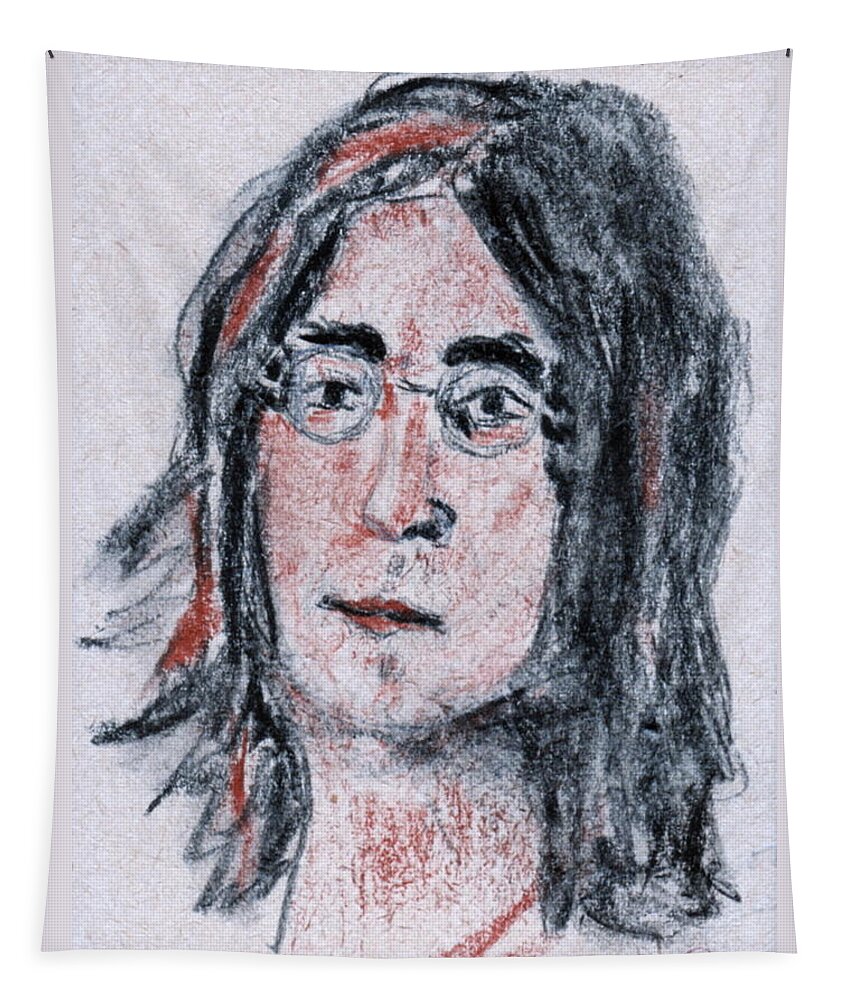 John Lennon Tapestry featuring the painting John Lennon by Anna Ruzsan