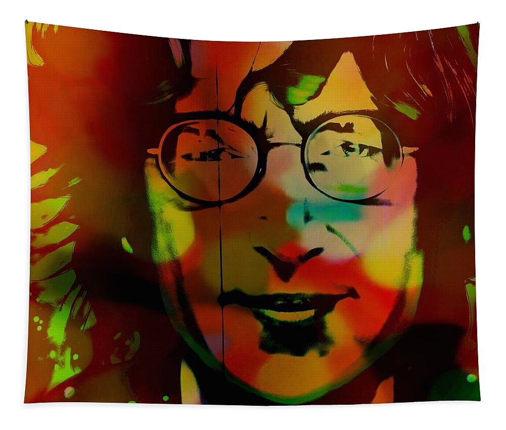 Mark J Dunn Tapestry featuring the photograph John Lennon by Mark J Dunn