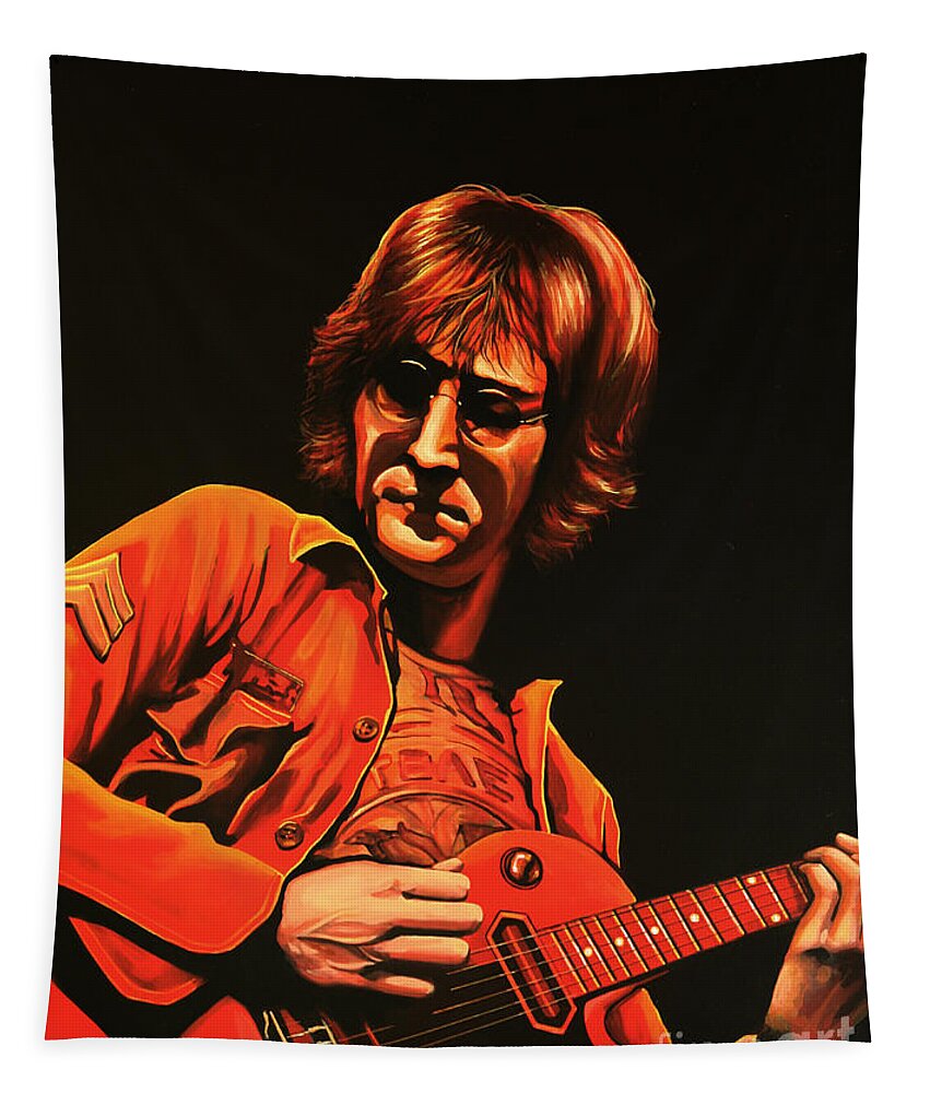 John Lennon Tapestry featuring the painting John Lennon Painting by Paul Meijering