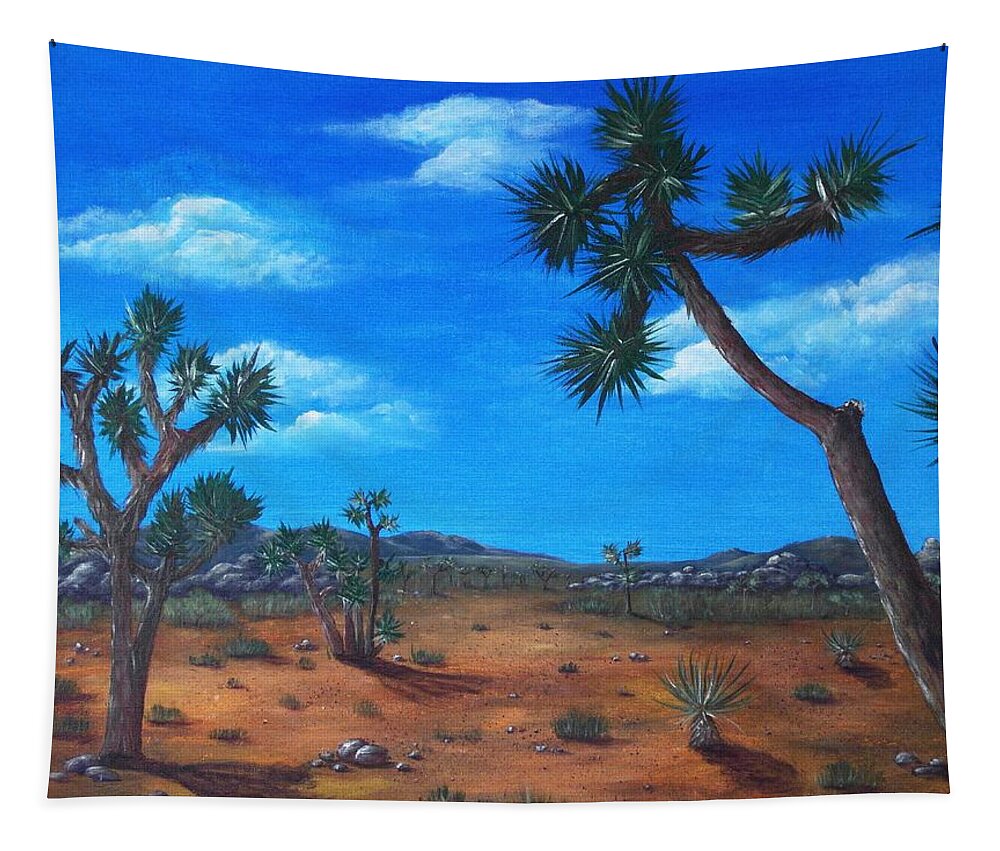 Malakhova Tapestry featuring the painting Joshua Tree Desert by Anastasiya Malakhova
