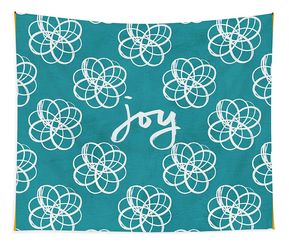 Boho Tapestry featuring the mixed media Joy Boho Floral Print by Linda Woods