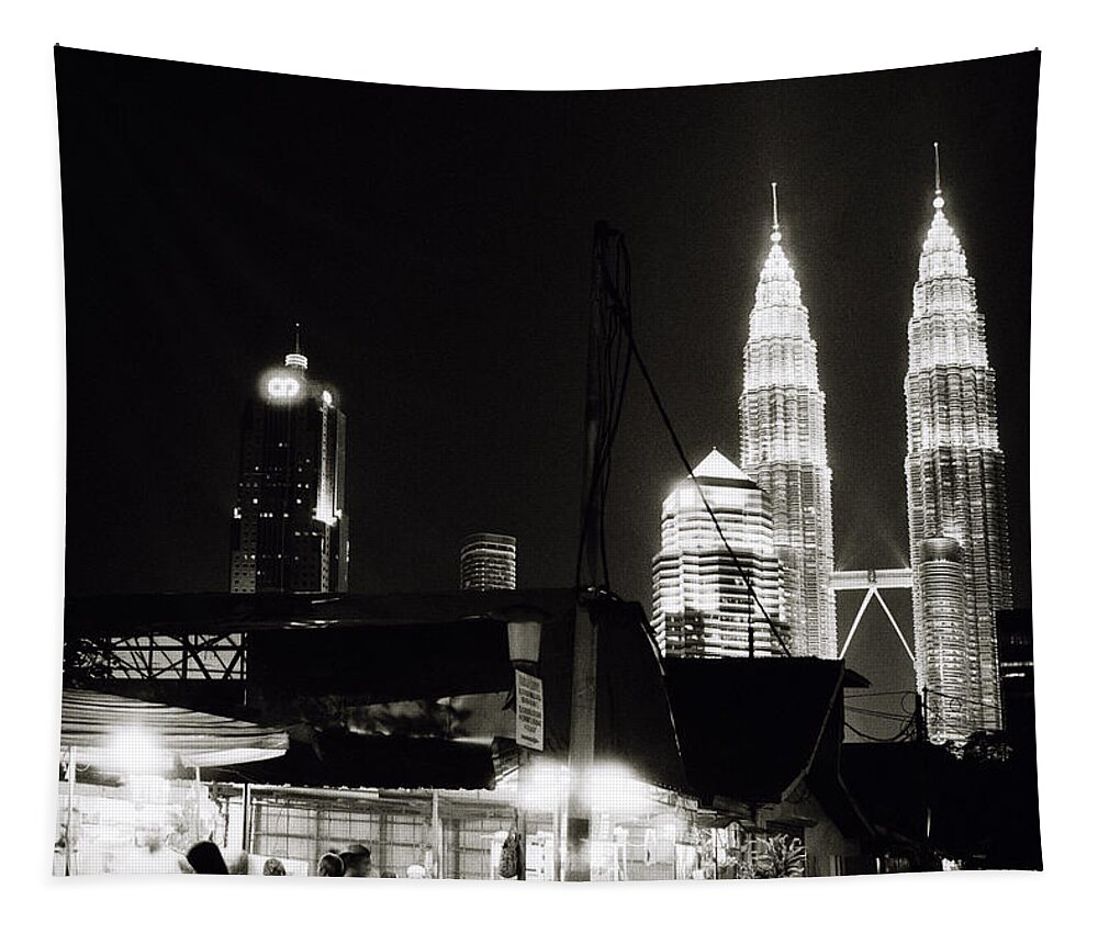 Petronas Towers Tapestry featuring the photograph Night in Kampung Baru by Shaun Higson