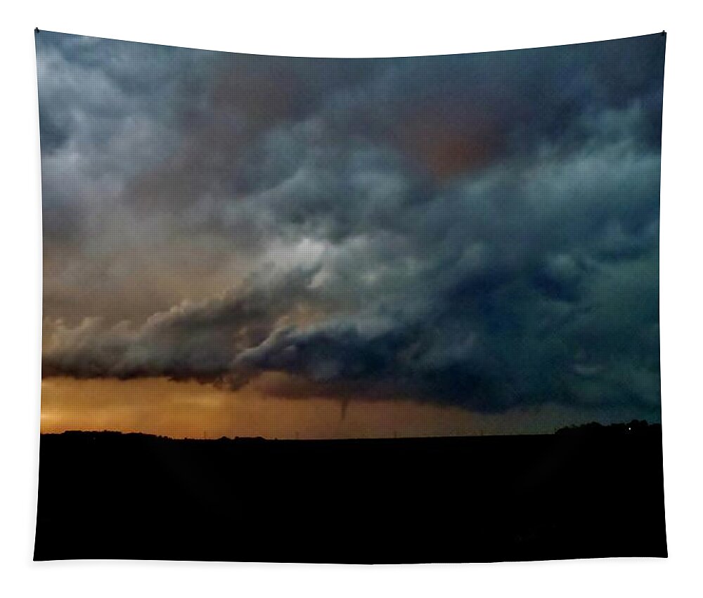 Tornado Tapestry featuring the photograph Kansas Tornado at Sunset by Ed Sweeney