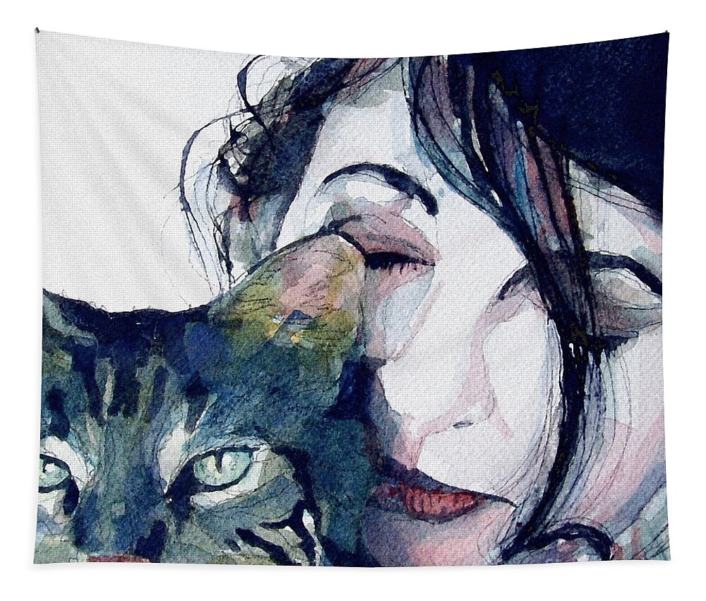 Kate Bush Tapestry featuring the painting Kate and her Cat by Paul Lovering