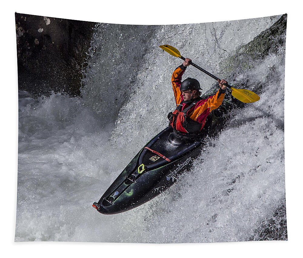 Appalachia Tapestry featuring the photograph Kayaker by Debra and Dave Vanderlaan