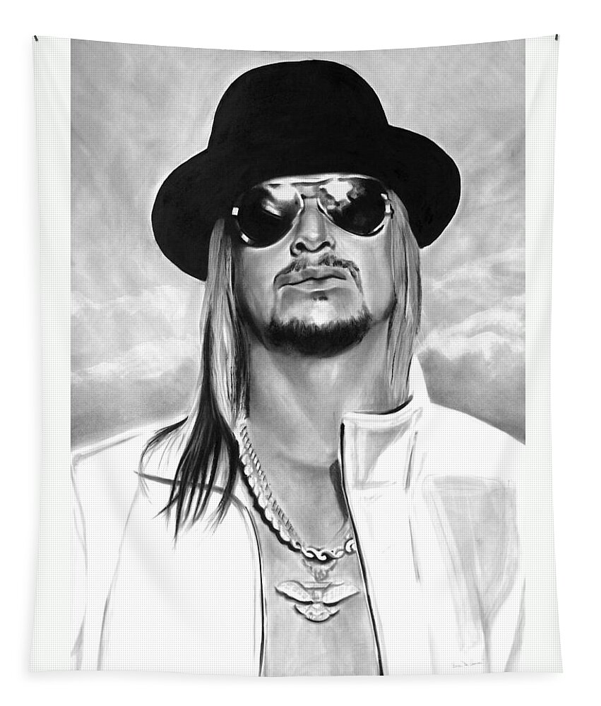 Bdcurran Tapestry featuring the drawing Kid Rock by Brian Curran