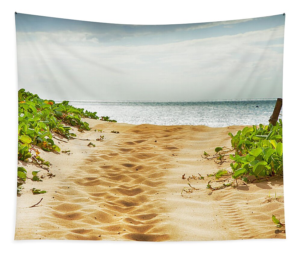 Theresa Tahara Tapestry featuring the photograph Kihei Maui Beach Path by Theresa Tahara