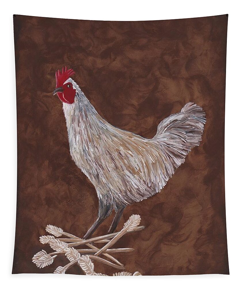 King Richard The Rooster Tapestry featuring the painting King Richard the Rooster by Barbara St Jean