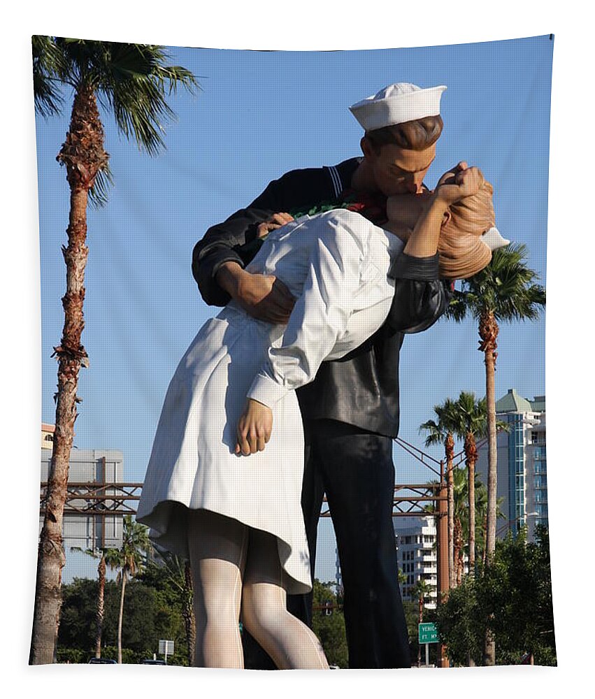 Art Tapestry featuring the photograph Kissing Sailor - The Kiss - Sarasota by Christiane Schulze Art And Photography