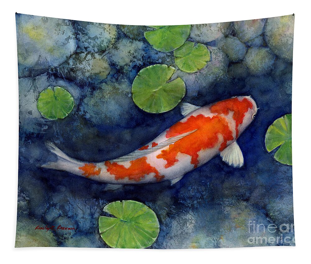 Koi Tapestry featuring the painting Koi Pond by Hailey E Herrera