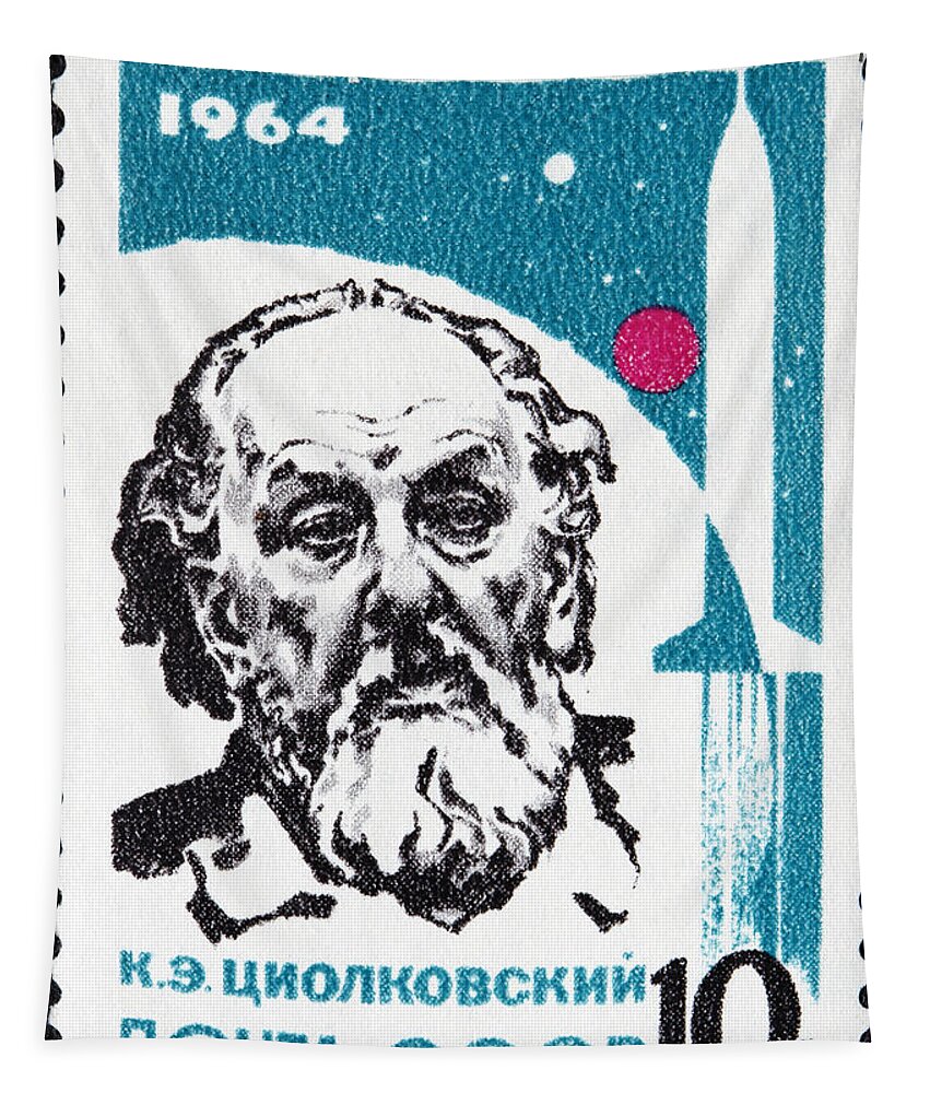 Konstantin Tsiolkovsky Tapestry featuring the photograph Konstantin Tsiolkovsky Stamp by GIPhotoStock