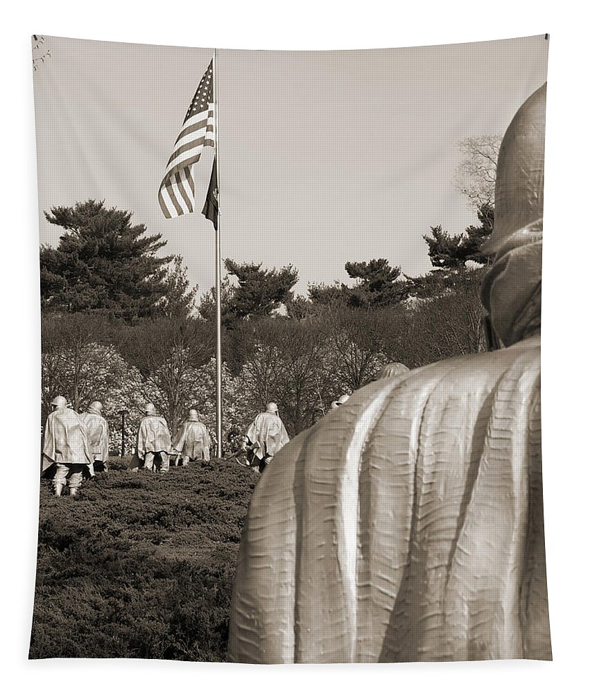 Korean War Memorial Tapestry featuring the photograph Korean War Memorial 2 - Washington D.C. by Mike McGlothlen