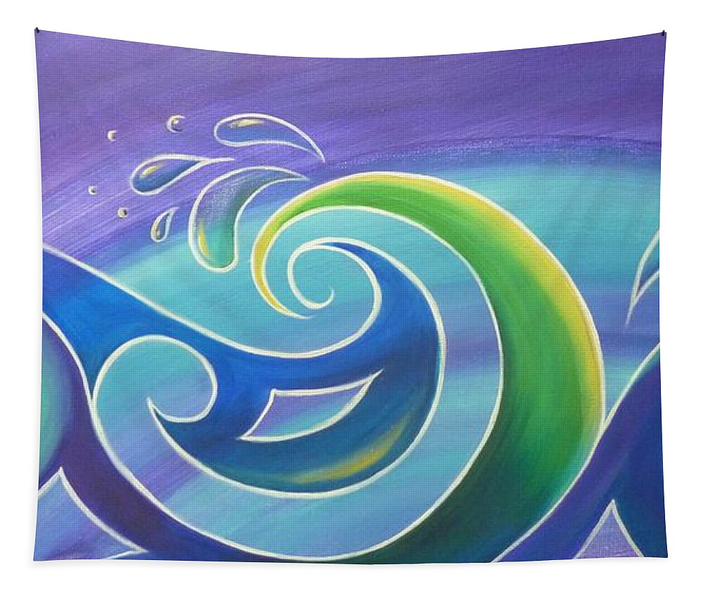 Surf Tapestry featuring the painting Koru Surf by Reina Cottier