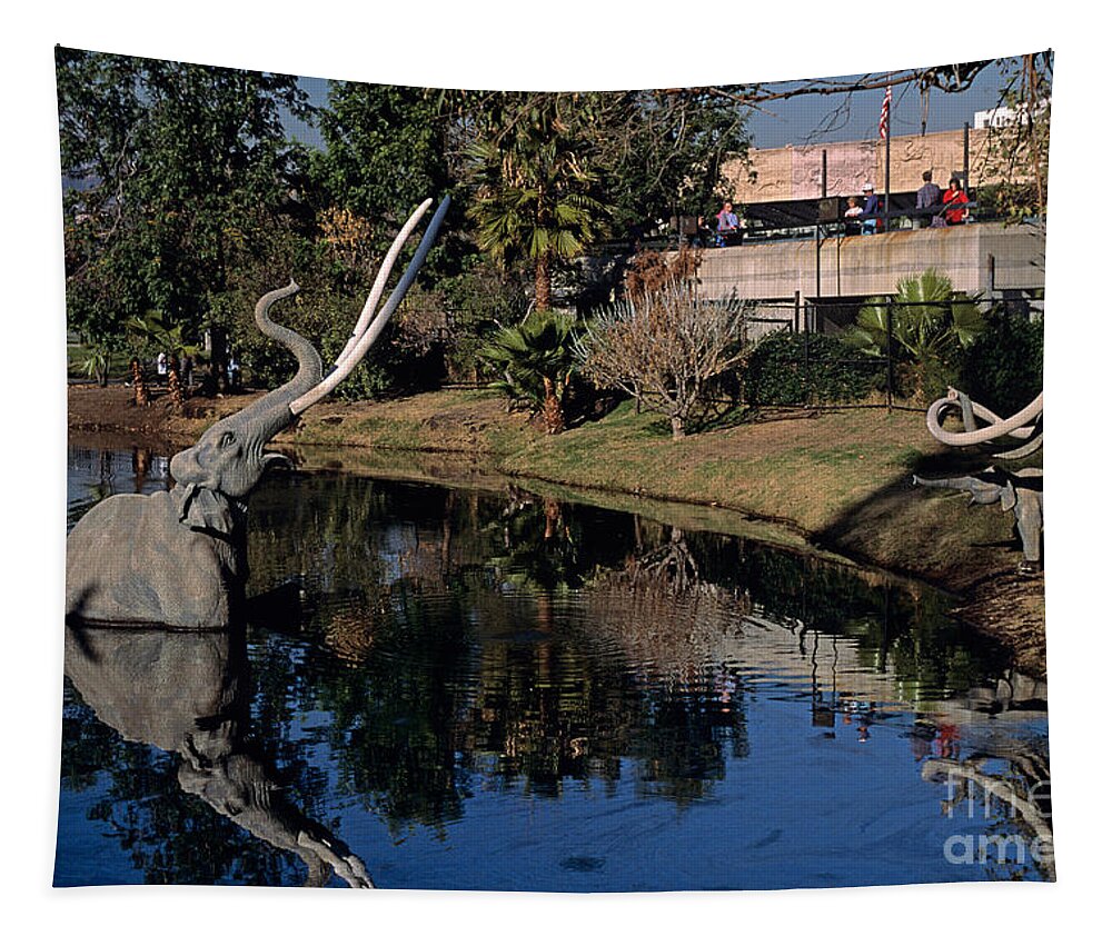 Travel Tapestry featuring the photograph La Brea Tar Pits by Jim Corwin