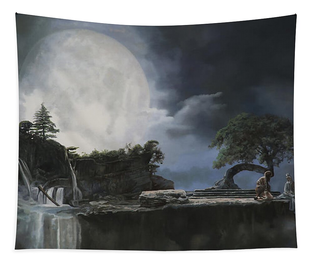 Moon Tapestry featuring the painting La Luna Bianca by Guido Borelli