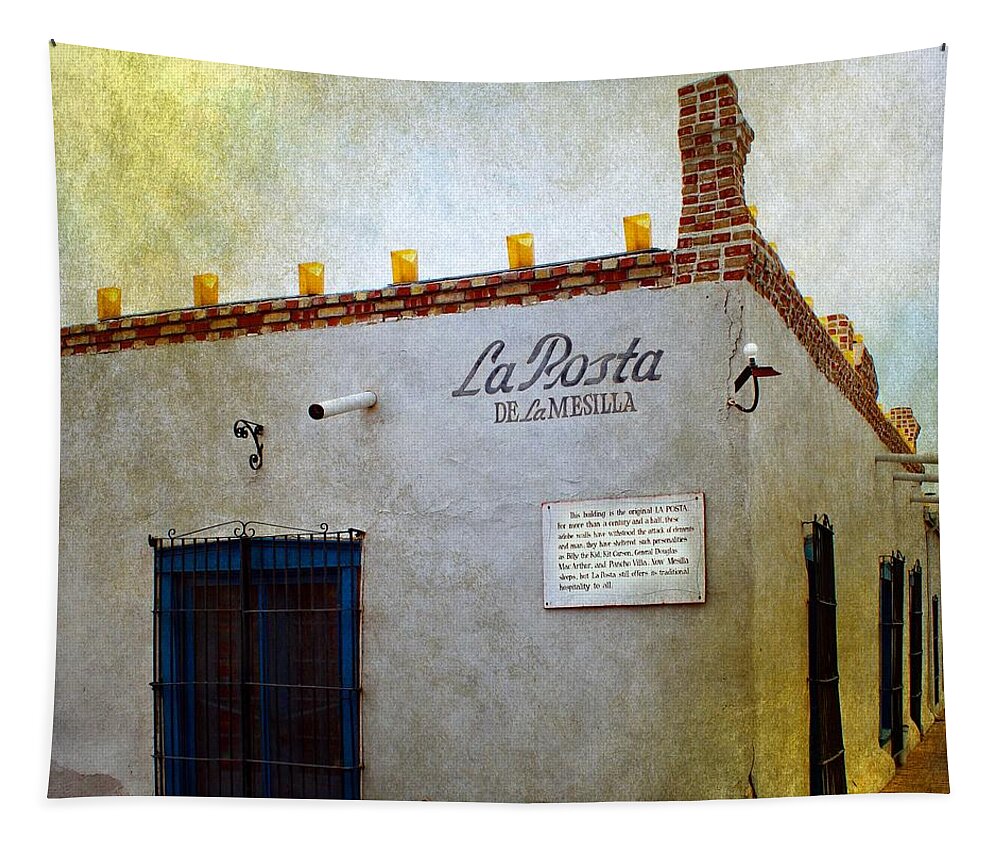 New Mexico Tapestry featuring the photograph La Posta De La Mesilla by Barbara Chichester