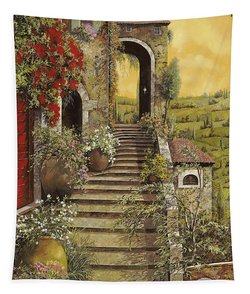Arch Tapestry featuring the painting La Scala Grande by Guido Borelli