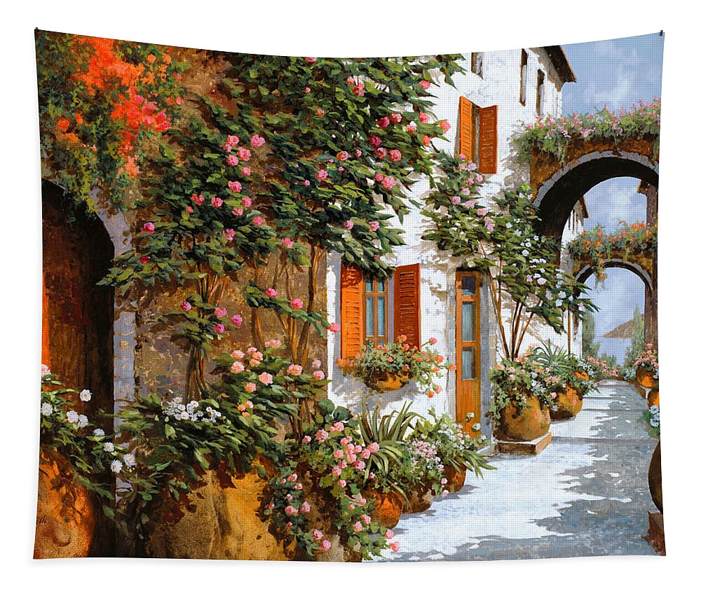 Arch Tapestry featuring the painting La Strada Al Sole by Guido Borelli