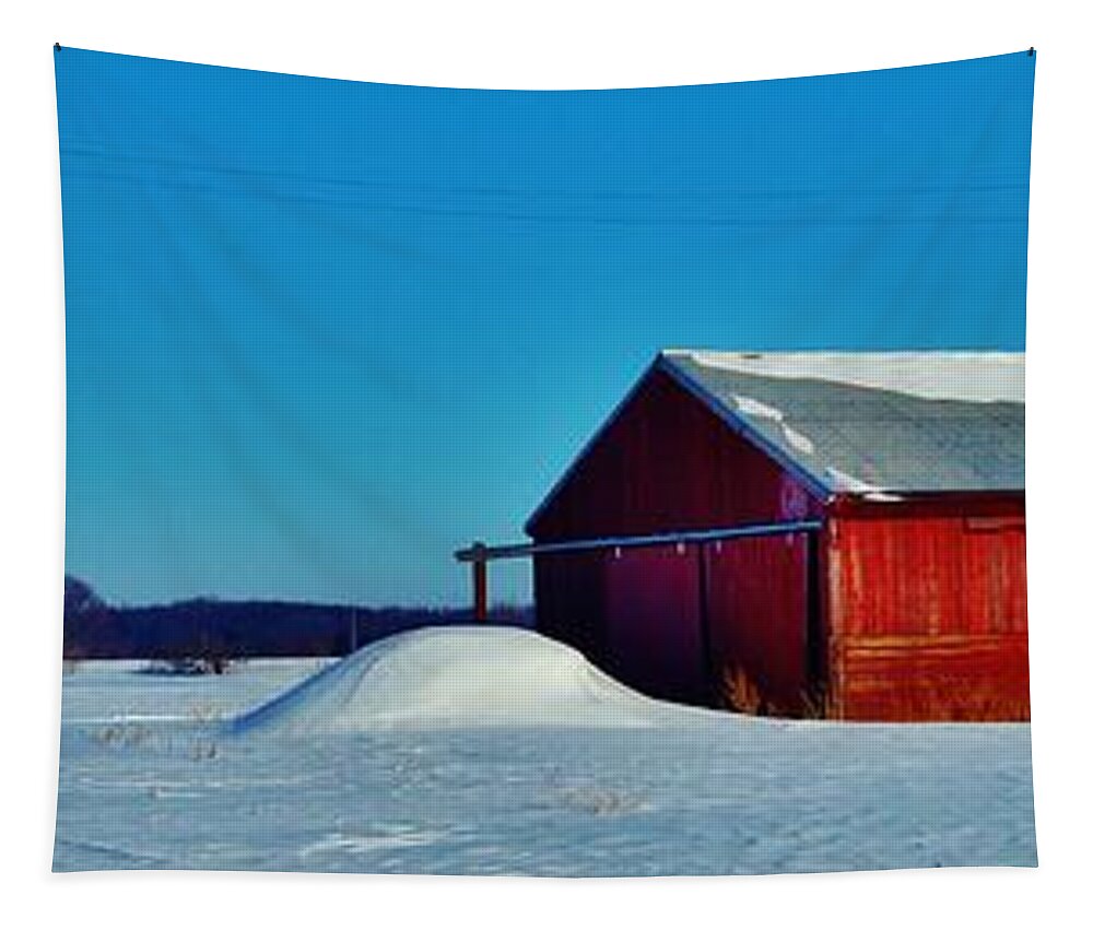  Tapestry featuring the photograph Labo Rd Barn Pano by Daniel Thompson