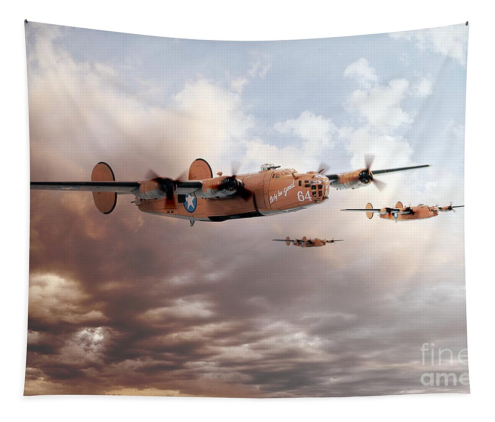 B24 Liberator Tapestry featuring the digital art Lady Be Good by Airpower Art