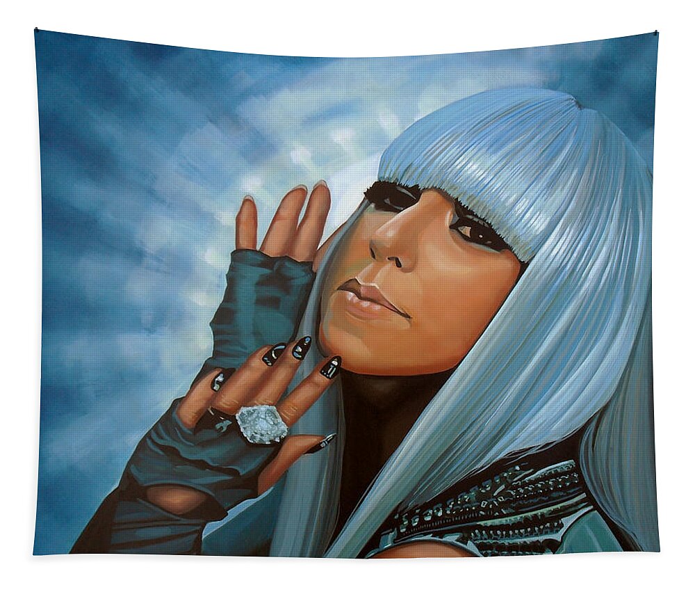 Lady Gaga Tapestry featuring the painting Lady Gaga Painting by Paul Meijering