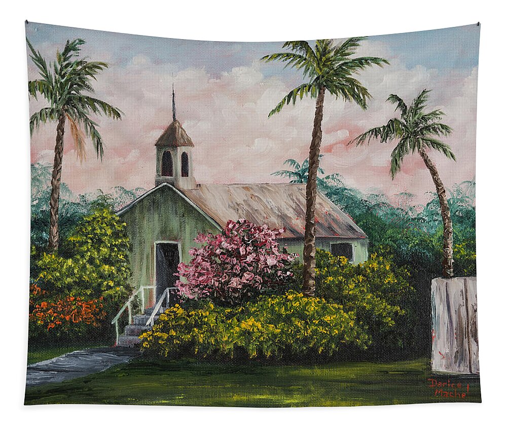 Building Tapestry featuring the painting Lahuiokalani Chapel by Darice Machel McGuire