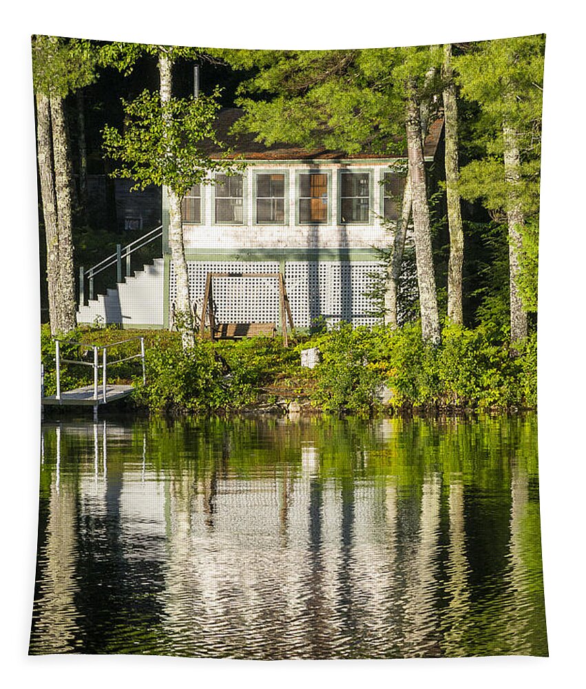 Maine Tapestry featuring the photograph Lake cabin by Steven Ralser