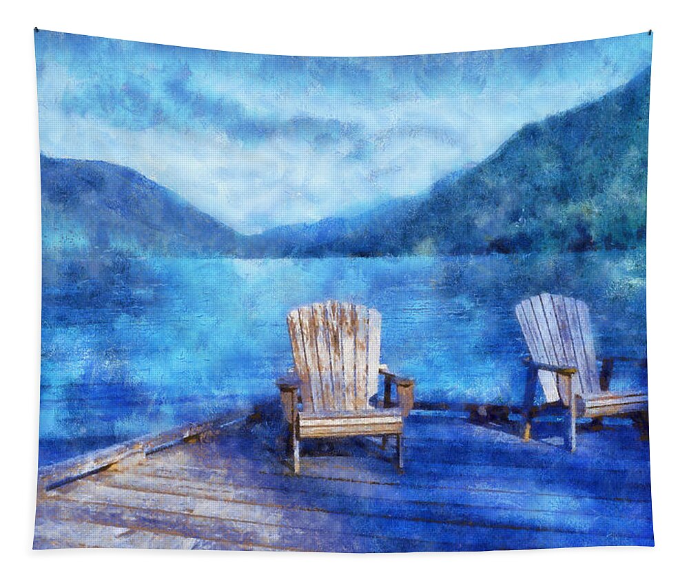 Lake Crescent Tapestry featuring the digital art Lake Crescent by Kaylee Mason