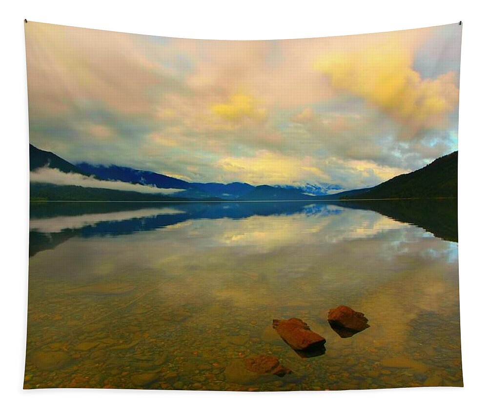 Lake Reflection Tapestry featuring the photograph Lake Kaniere New Zealand by Amanda Stadther