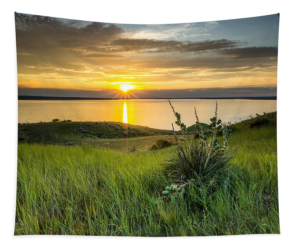 Lake Tapestry featuring the photograph Lake Oahe Sunset by Aaron J Groen