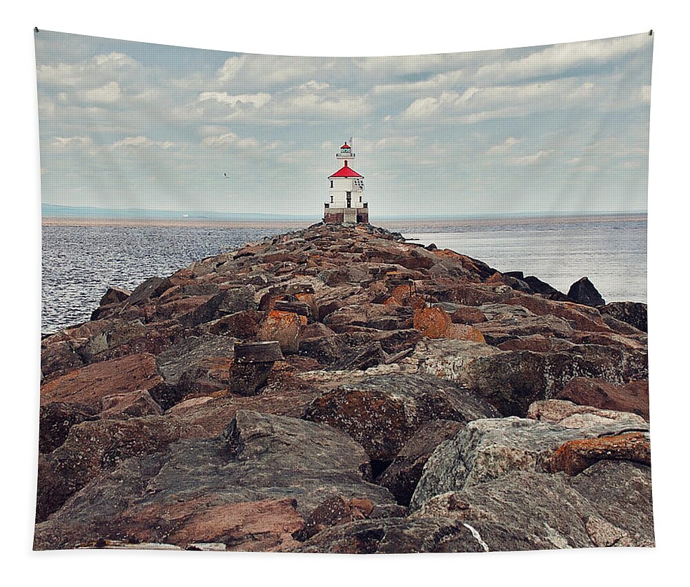 Light House Tapestry featuring the photograph Lake Superior Light House by Pam Holdsworth
