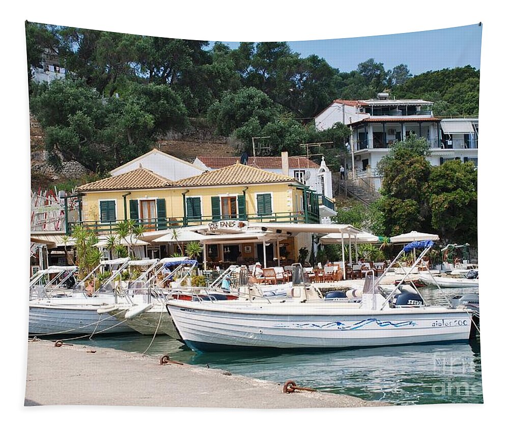 Paxos Tapestry featuring the photograph Lakka harbour on Paxos by David Fowler