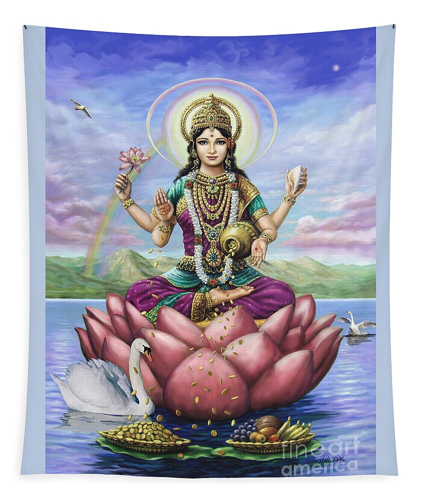 Lakshmi Tapestry featuring the painting Lakshmi Goddess of Fortune by Vishnu Das