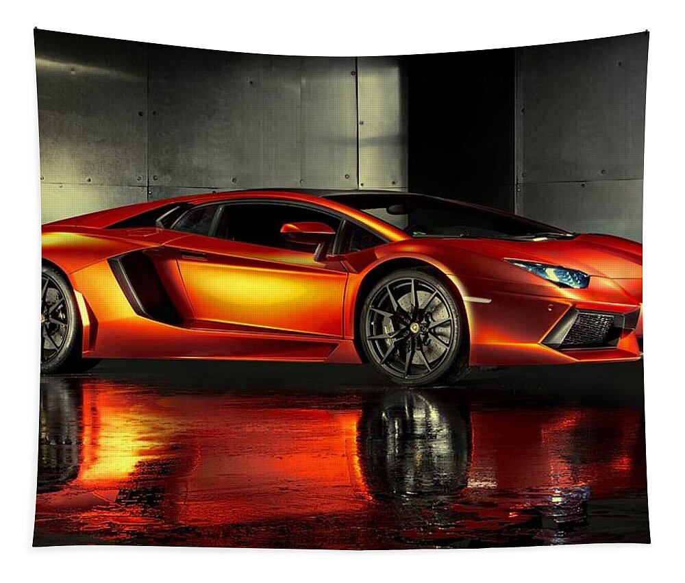 Lamborghini Aventador Tapestry featuring the photograph Lamborghini Aventador by Movie Poster Prints