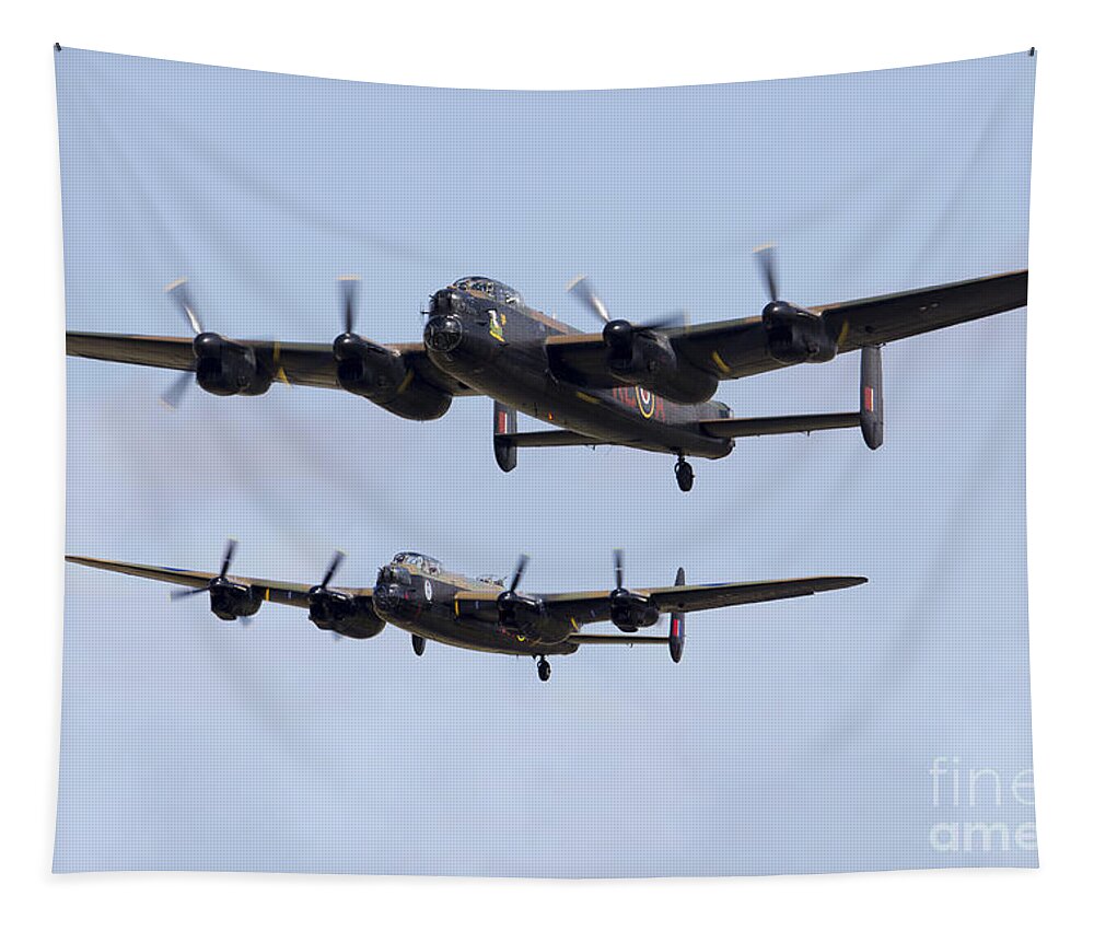 Avro Lancaster Bomber Tapestry featuring the photograph Lancaster Bombers by Airpower Art