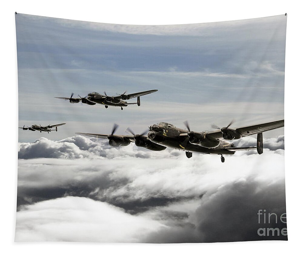 Lancaster Bomber Tapestry featuring the digital art Lancaster Squadron by Airpower Art