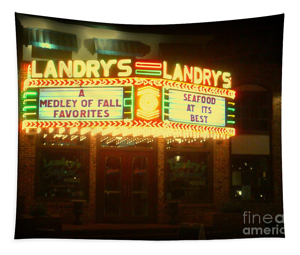  Tapestry featuring the photograph Landry's Seafood in Lomoish by Kelly Awad