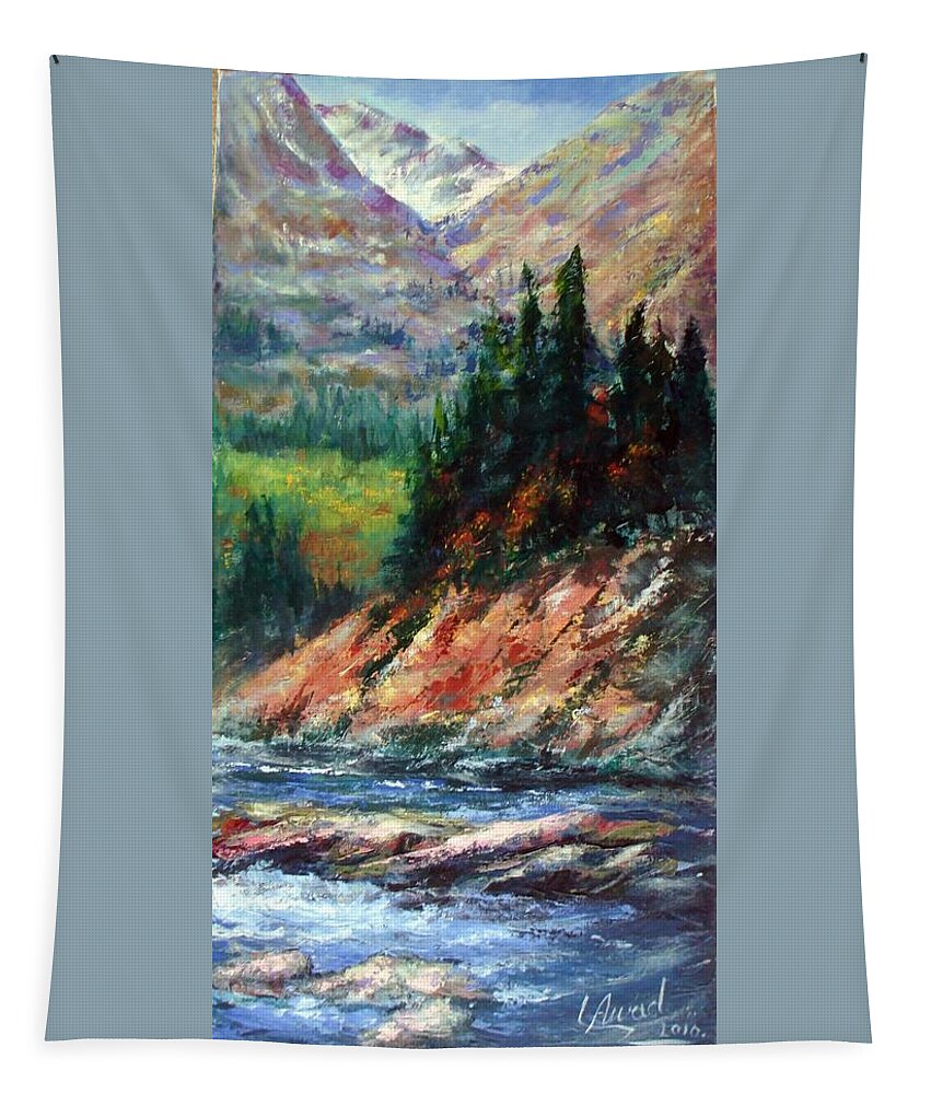 Landscape Tapestry featuring the painting Landscape by Laila Awad Jamaleldin