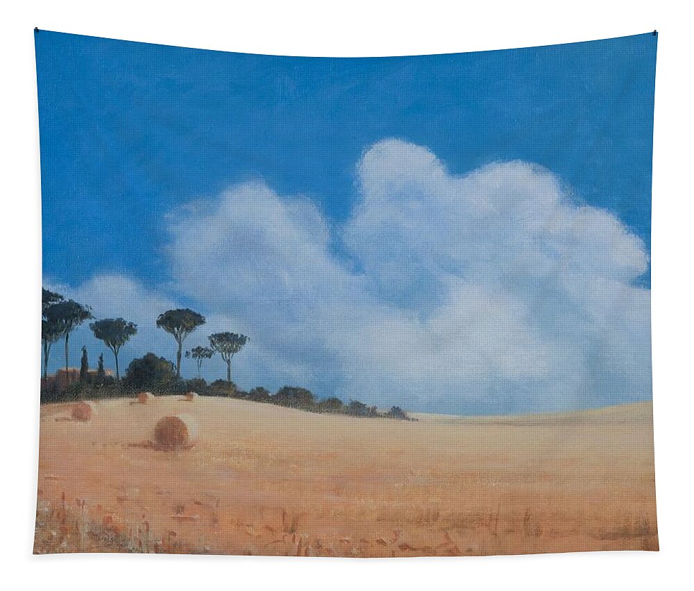 Paganico Tapestry featuring the photograph Landscape Near Paganico, 2012 Acrylic On Canvas by Lincoln Seligman