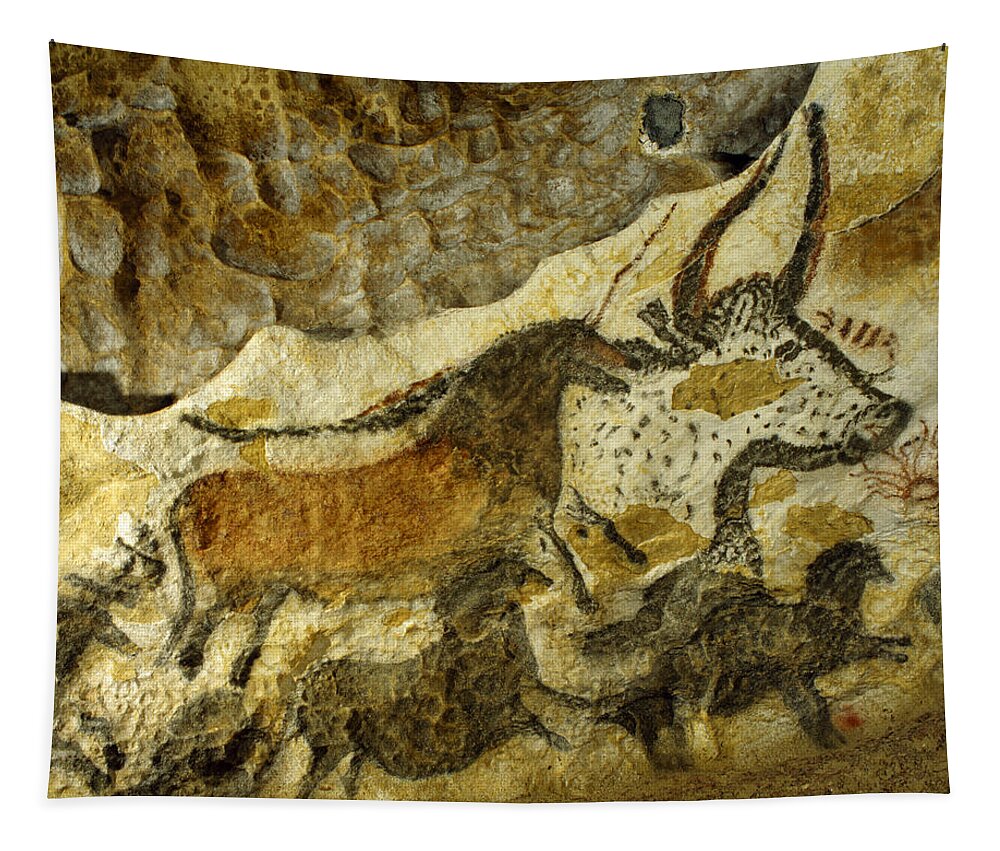 Lascaux Tapestry featuring the painting Lascaux Cave Painting by Jean Paul Ferrero and Jean Michel Labat